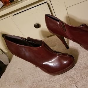 Maroon booties high heels